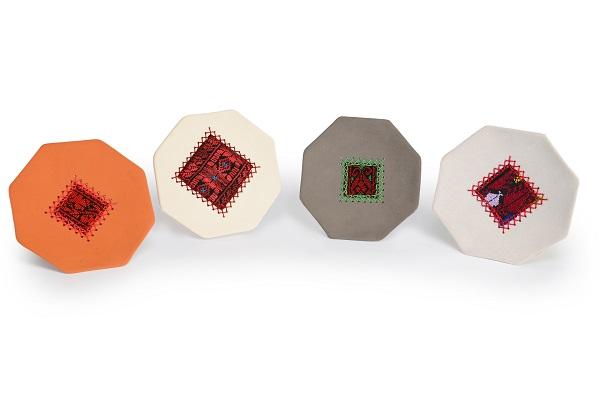 Clay Plates combined with traditional Bedouin embroidery