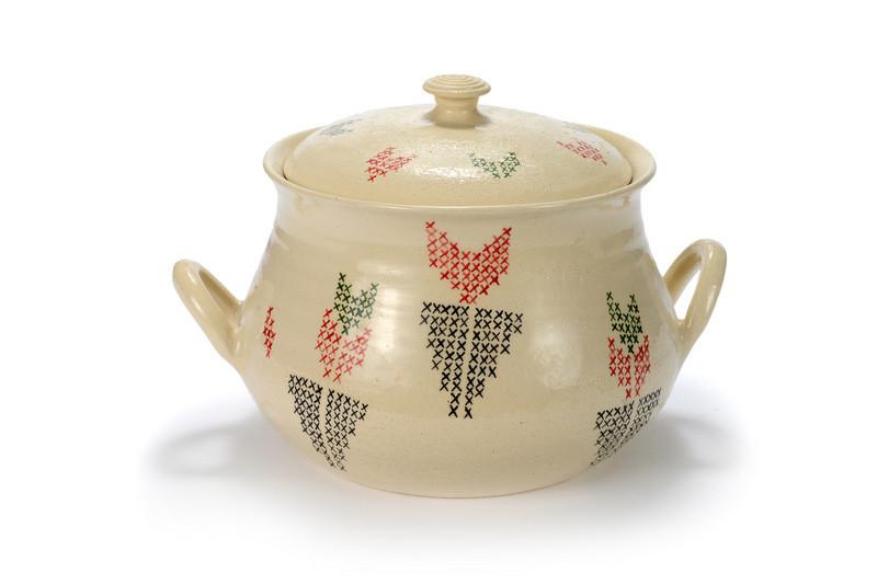 Cooking Bowl decorated with Bedouin painted embroidery