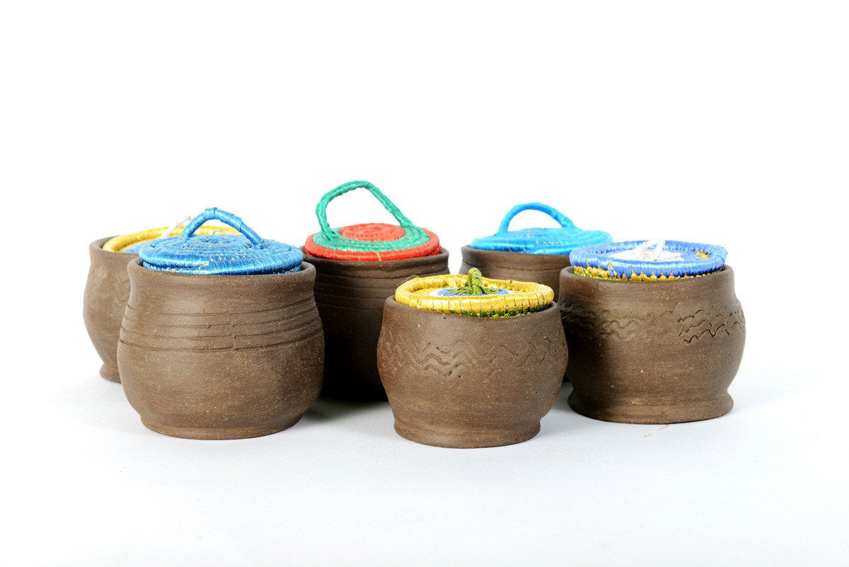Clay Vessels with a Braided Lid